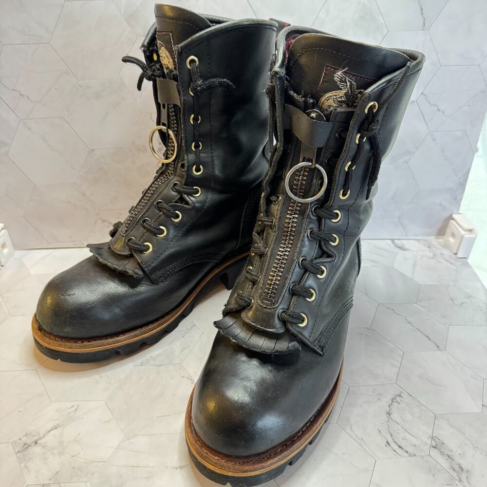 Georgia Boot Logger Thinsulate 200 Leather Mens 8.5 G9270 w/Zip Up Insert EUC